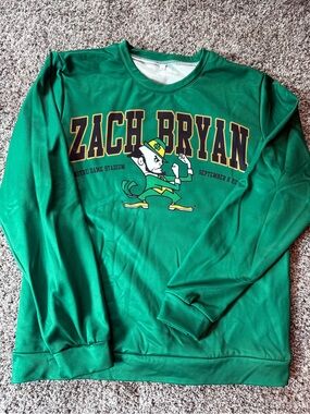 Green Zach Bryan Graphic Crewneck from Notre Dame Concert